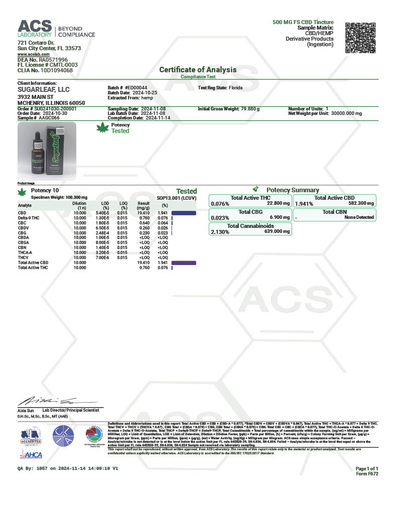 Sugarleaf Full Spectrum CBD Tincture - Blueberry 500mg