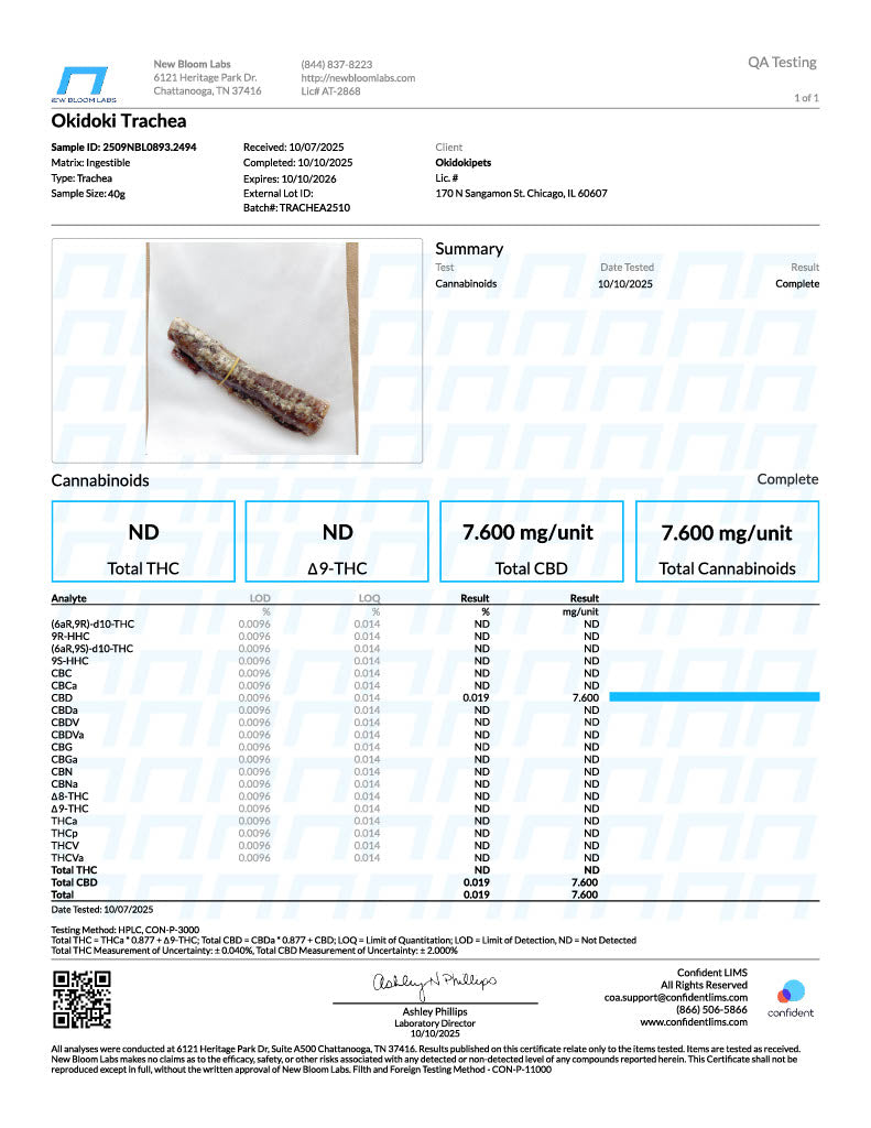 Okidoki 10mg CBD Trachea Dog Chew