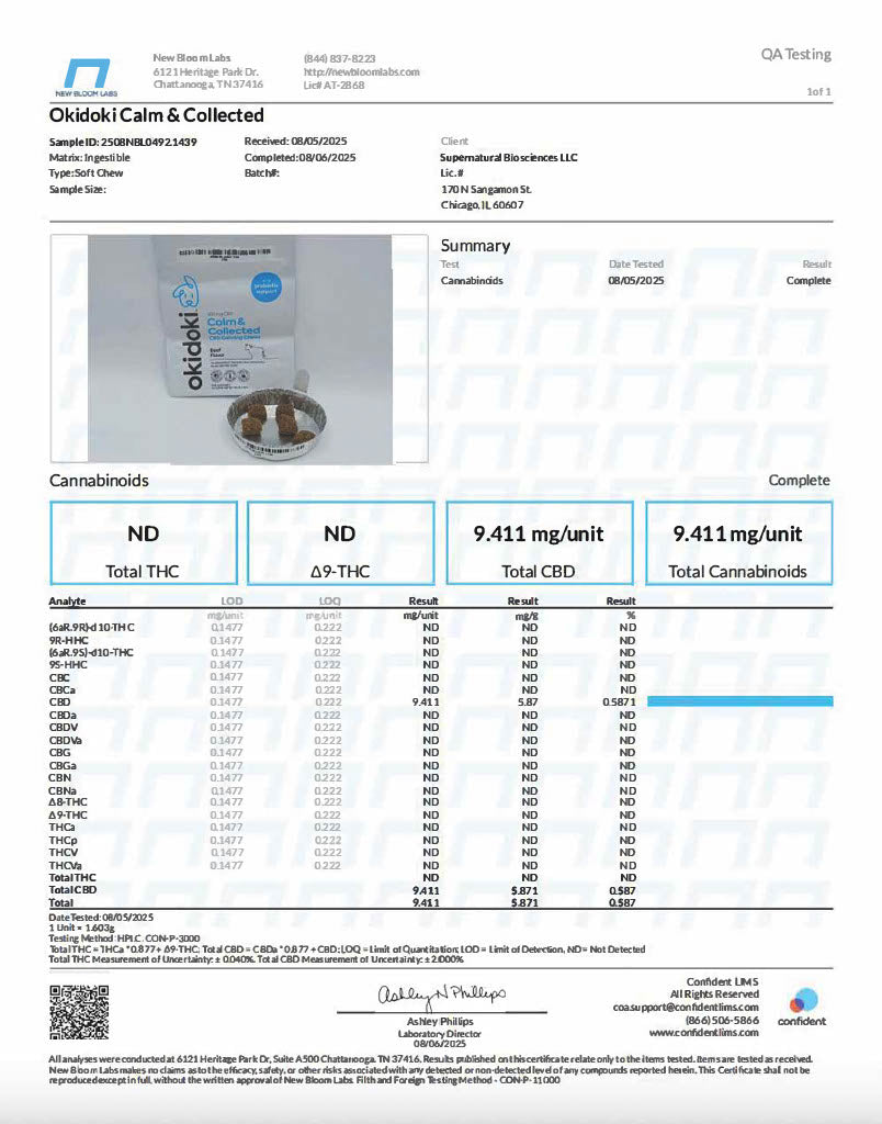 Okidoki Calm & Collected 10mg CBD Calming Chews - 30ct Beef Flavor