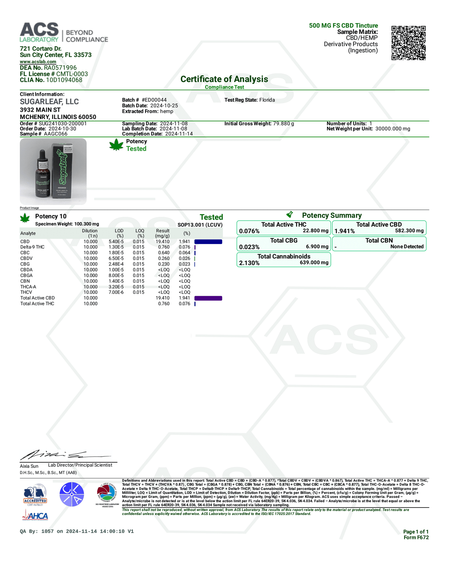 Sugarleaf Full Spectrum CBD Hemp Oil - Natural 500mg