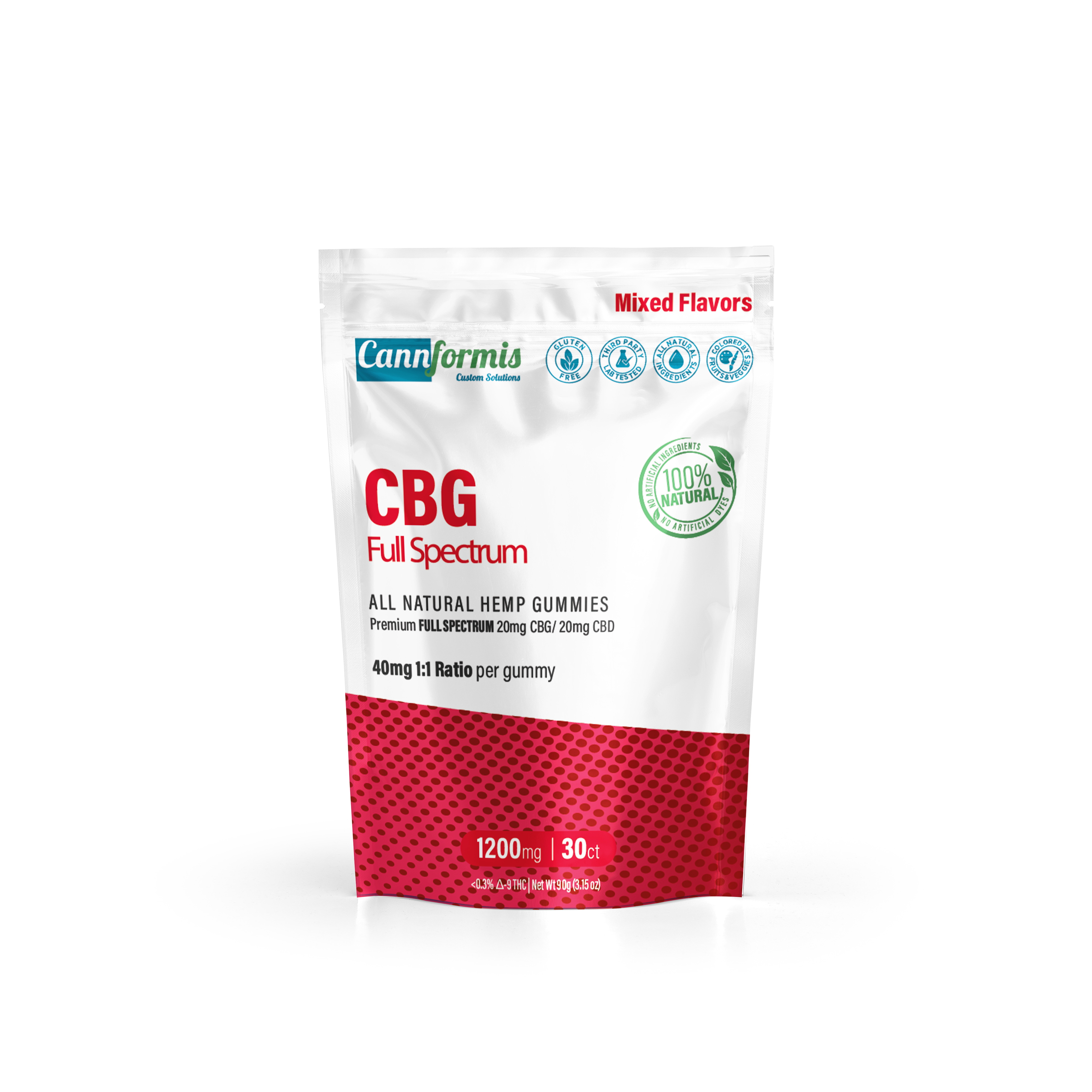Cannformis CBG 20mg CBD 20mg Full Spectrum Gummies - 30ct Mixed