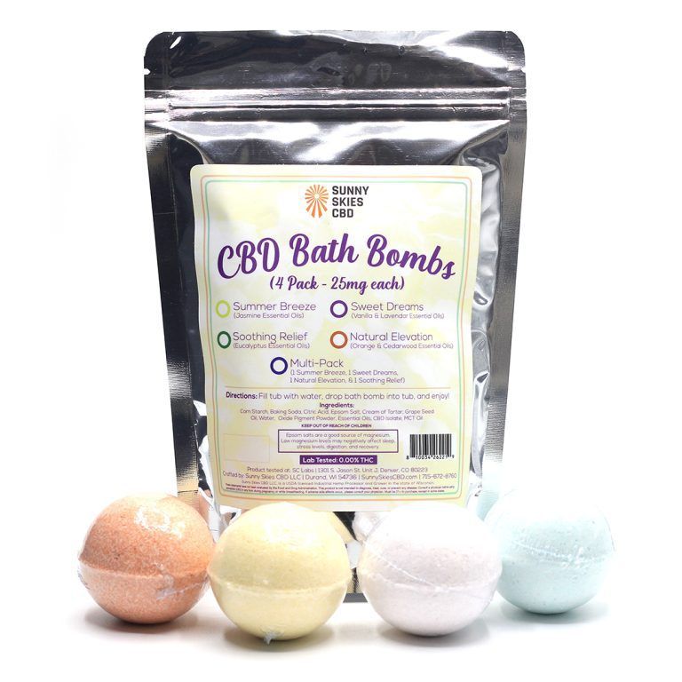 Sunny Skies CBD 100mg Bath Bomb 4 Pack