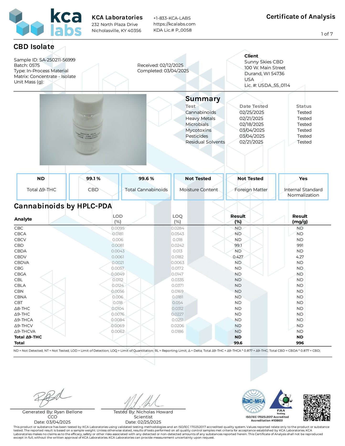 Sunny Skies CBD Isolate 1g