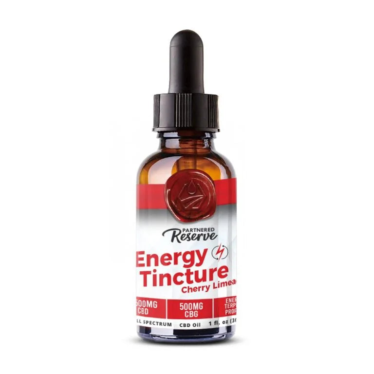 Partnered Reserve Energy Full Spectrum Tincture CBD 1500mg CBG 500mg Energy Terpene Profile 1fl oz Cherry Limeade Flavor