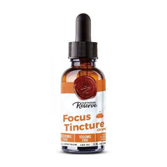 Partnered Reserve Focus Full Spectrum Tincture CBD 1000mg CBG 1000mg Focus Terpene Profile 1fl oz Orange Flavor