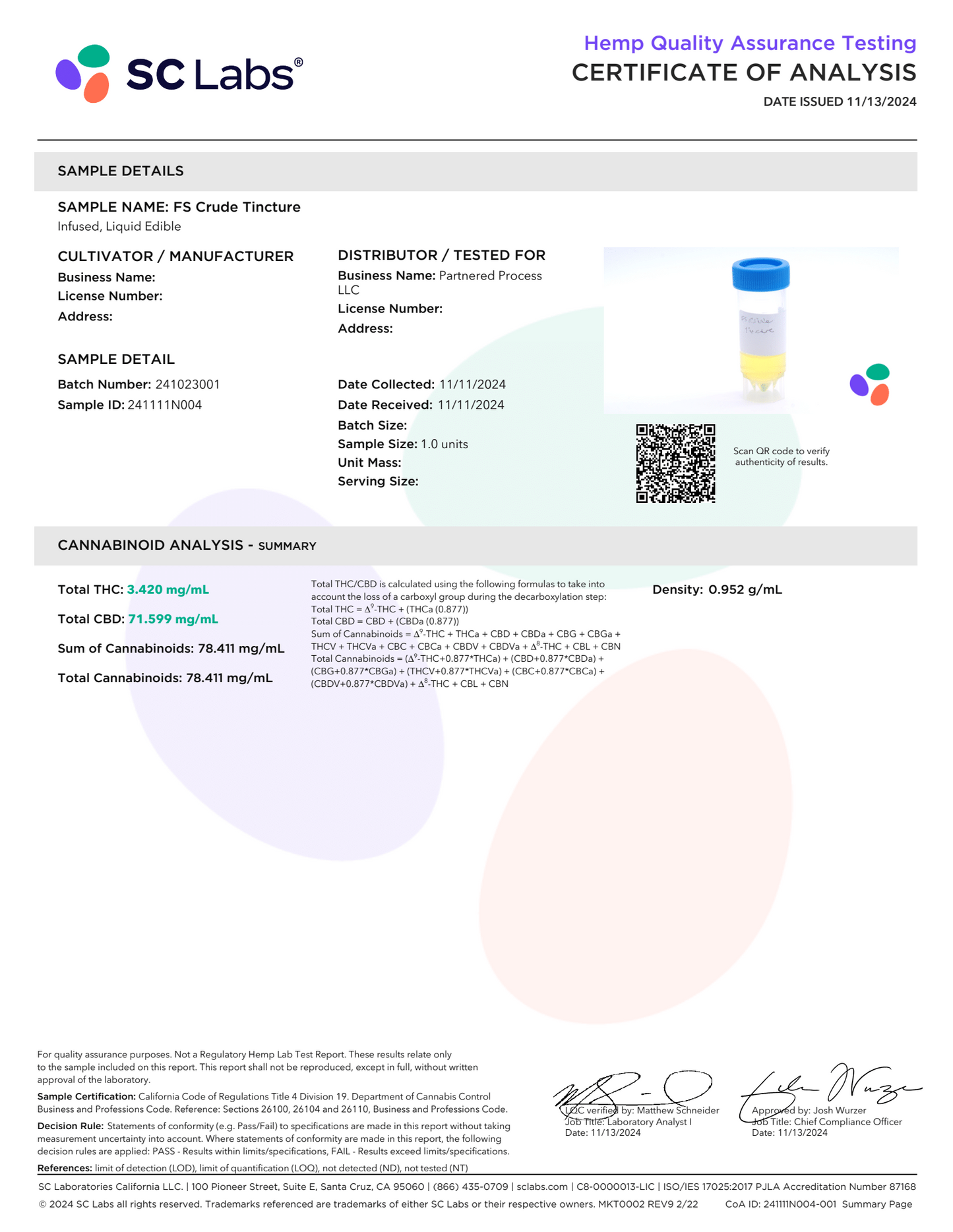 Partnered Process Full Spectrum CBD 2500mg Tincture Unflavored