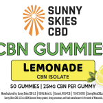 Sunny Skies 25mg CBN Isolate Gummies Lemonade 50ct