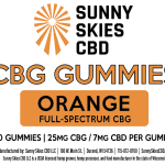 Sunny Skies 25mg Full Spectrum CBG Gummies Orange 50ct