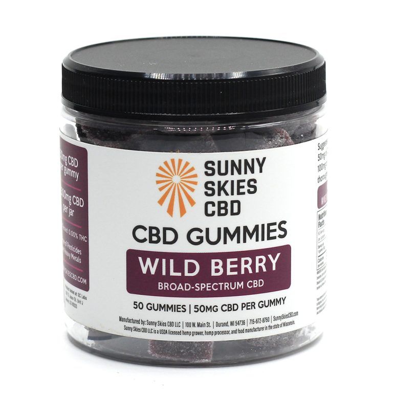 Sunny Skies 50mg Broad Spectrum CBD Gummies Wild Berry 50ct