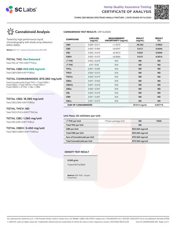 Sunny Skies Broad Spectrum 750mg CBD Tincture Vanilla