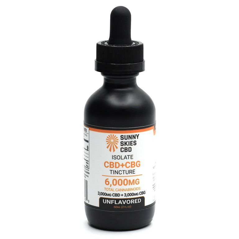 Sunny Skies CBD+CBG Isolate 6000mg Tincture Unflavored 60ml