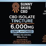 Sunny Skies 6000mg CBD Isolate Tincture Unflavored 60ml