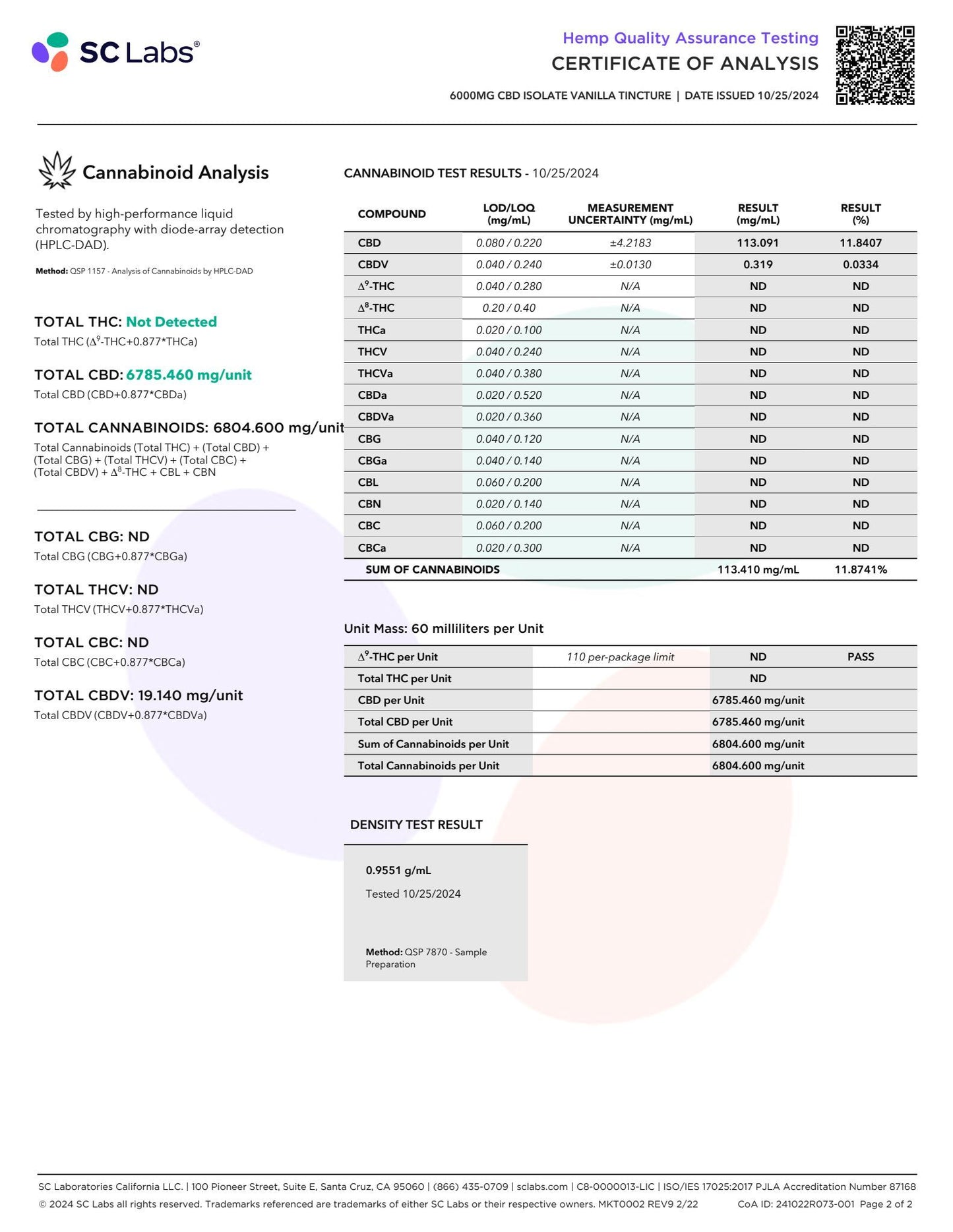 Sunny Skies 6000mg CBD Isolate Tincture Vanilla 60ml