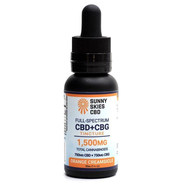 Sunny Skies Full Spectrum CBD + CBG 1500mg Tincture Orange Creamsicle