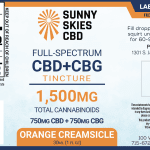 Sunny Skies Full Spectrum CBD + CBG 1500mg Tincture Orange Creamsicle