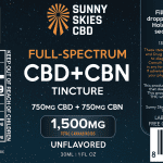 Sunny Skies Full Spectrum CBD+CBN 1500mg Tincture Unflavored