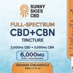 Sunny Skies Full Spectrum CBD+CBN 6000mg Tincture Orange Creamsicle 60ml