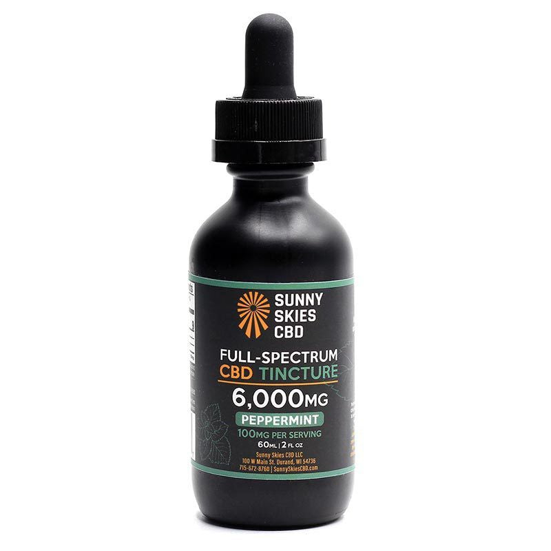 Sunny Skies Full Spectrum 6000mg CBD Tincture Peppermint 60ml