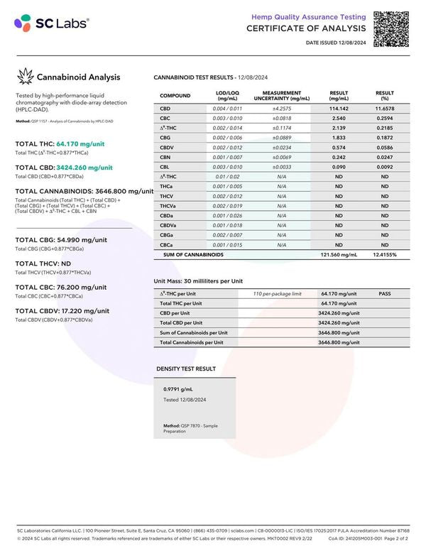 Sunny Skies Full Spectrum 3000mg CBD Tincture Vanilla