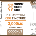 Sunny Skies Full Spectrum CBG 3000mg Tincture Coconut