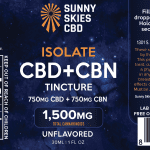 Sunny Skies Isolate CBD+CBN 1500mg Tincture Unflavored