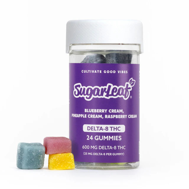 Sugarleaf 600 MG Delta-8 THC Gummies | Blueberry Cream, Pineapple Cream, Raspberry Cream
