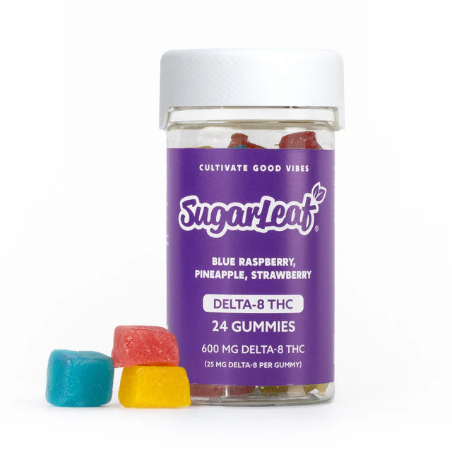 SugarLeaf 600 MG Delta-8 THC Gummies | Blue Raspberry, Pineapple, Strawberry