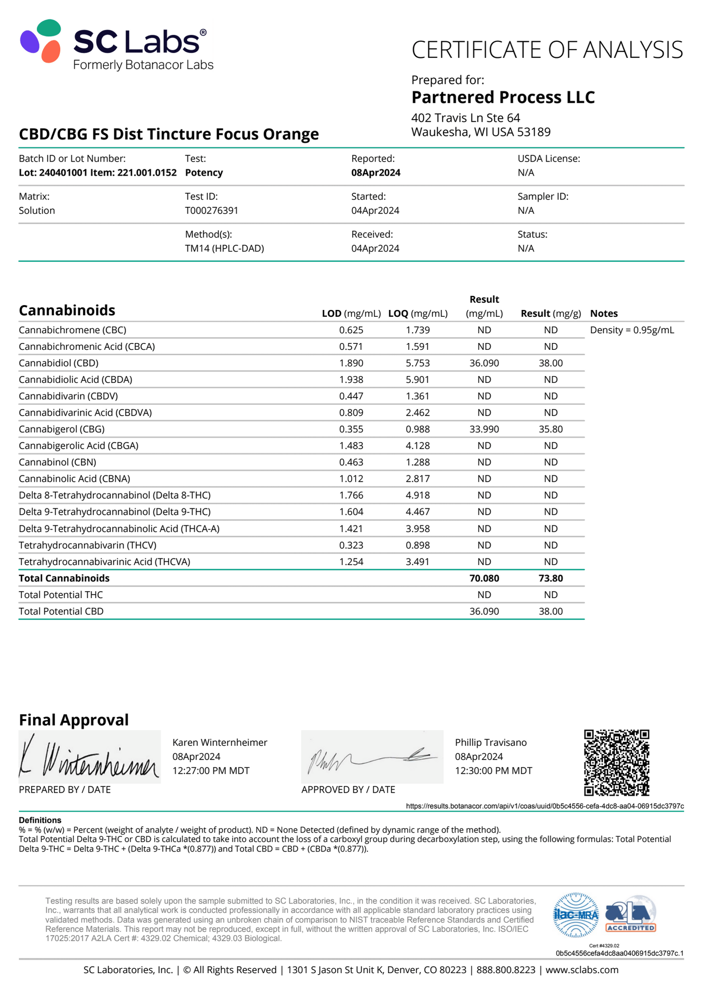 Partnered Reserve Focus Full Spectrum Tincture CBD 1000mg CBG 1000mg Focus Terpene Profile 1fl oz Orange Flavor