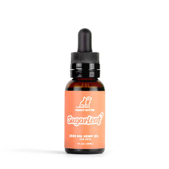 Sugarleaf Pets Tincture 2000mg Hemp Oil 30ml Peanut Butter Flavor