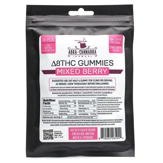 Sunny Skies 25mg Delta 8 + THC Gummies 15ct Mixed Berry