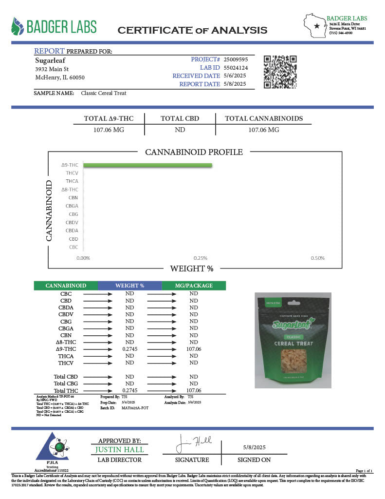 Sugarleaf 100 MG Delta-9 THC Cereal Treat | Classic
