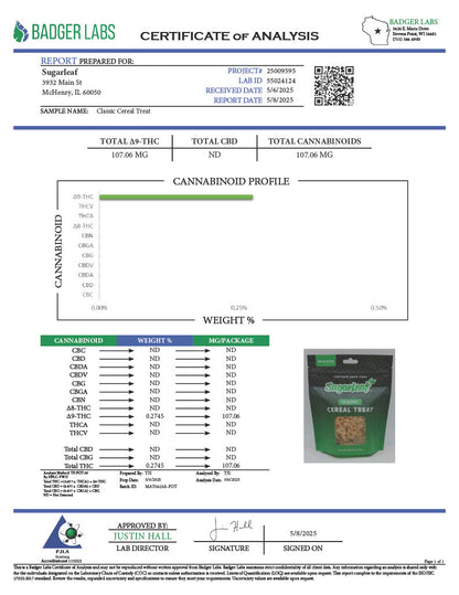 Sugarleaf 100 MG Delta-9 THC Cereal Treat | Classic
