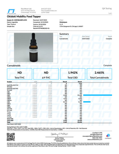 Okidoki 600mg CBD Mobility Drops - Chicken Flavor