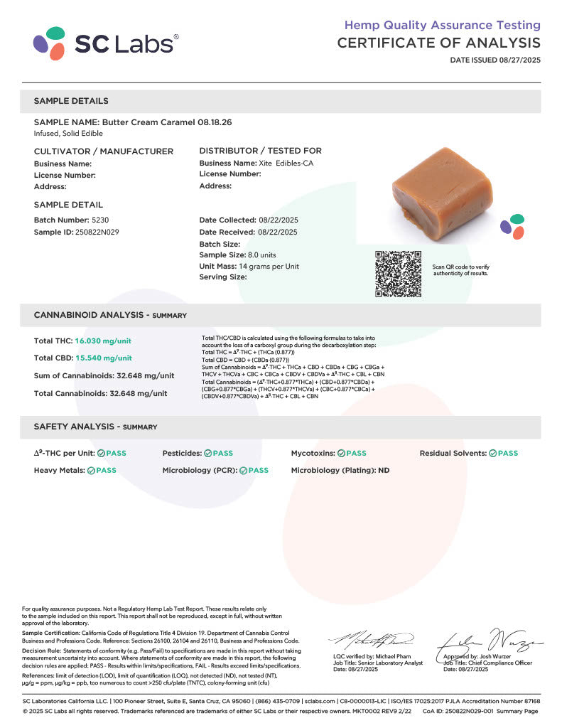 Xite D9 Butter Cream Caramels 5ct