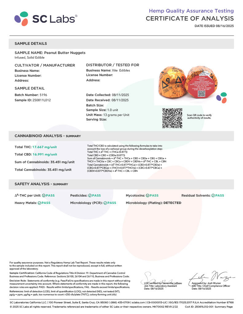 Xite D9 Peanut Butter Nuggets 5ct