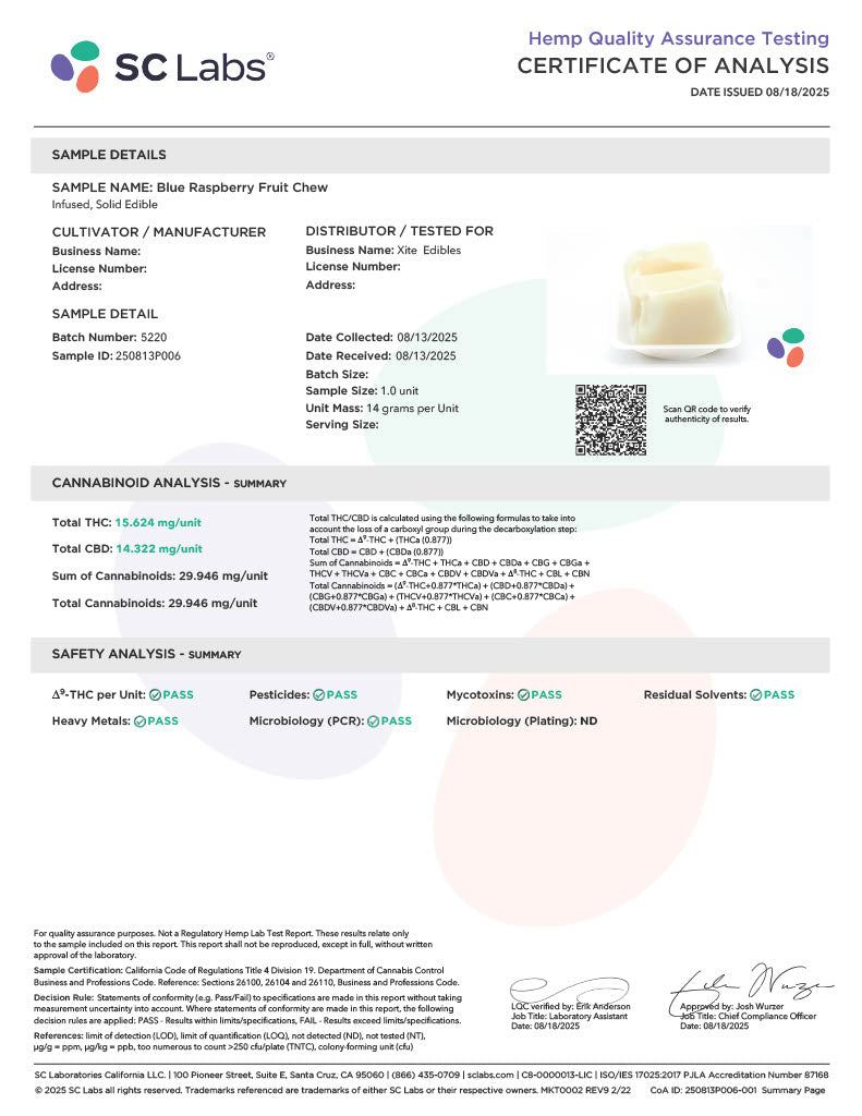 Xite D9 Raspberry Chew 5ct