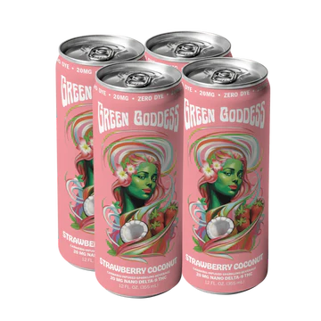 Green Goddess Cannabis Infused Delta 9 Sparkling Beverage 4pk Strawberry Coconut