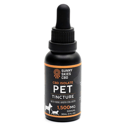 Sunny Skies CBD Isolate Pet Tincture 1500mg with Bone Broth Collagen 30ml