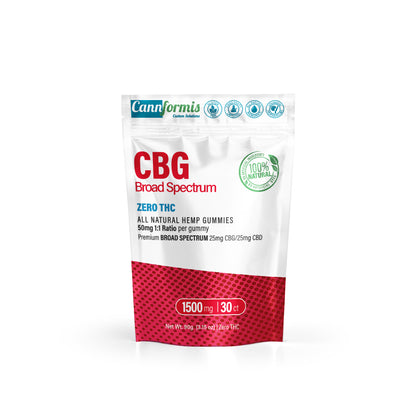 Cannformis All Natural 1:1 CBG/CBD 50mg Broad Spectrum Gummies 1500mg 30ct
