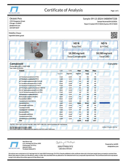 Okidoki Walking & Wagging 10mg CBD Mobility Chews - 30ct Chicken Flavor