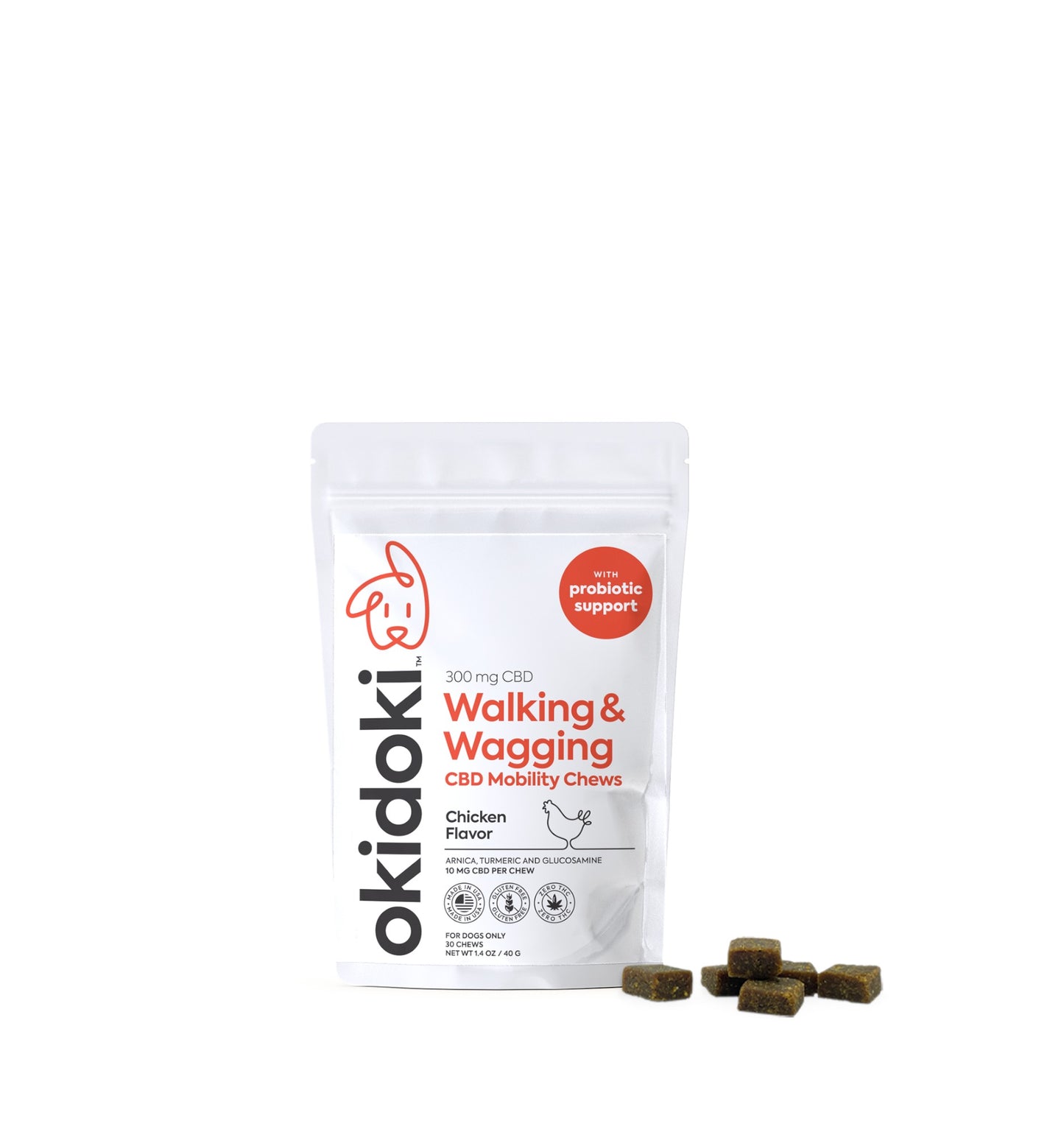 Okidoki Walking & Wagging 10mg CBD Mobility Chews - 30ct Chicken Flavor