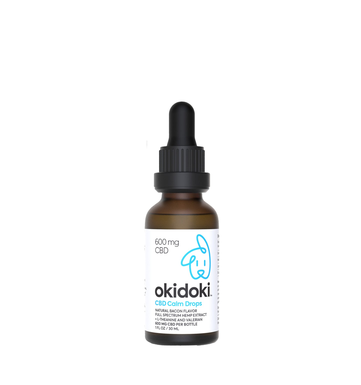Okidoki Pet Care CBD 600mg Calm Drops Bacon Flavor Tincture 1floz