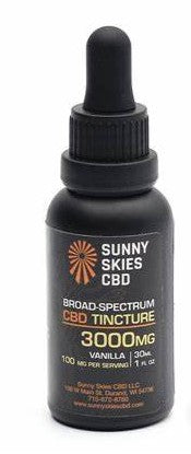 Sunny Skies Broad Spectrum CBD Tincture 3000mg Vanilla 30ml