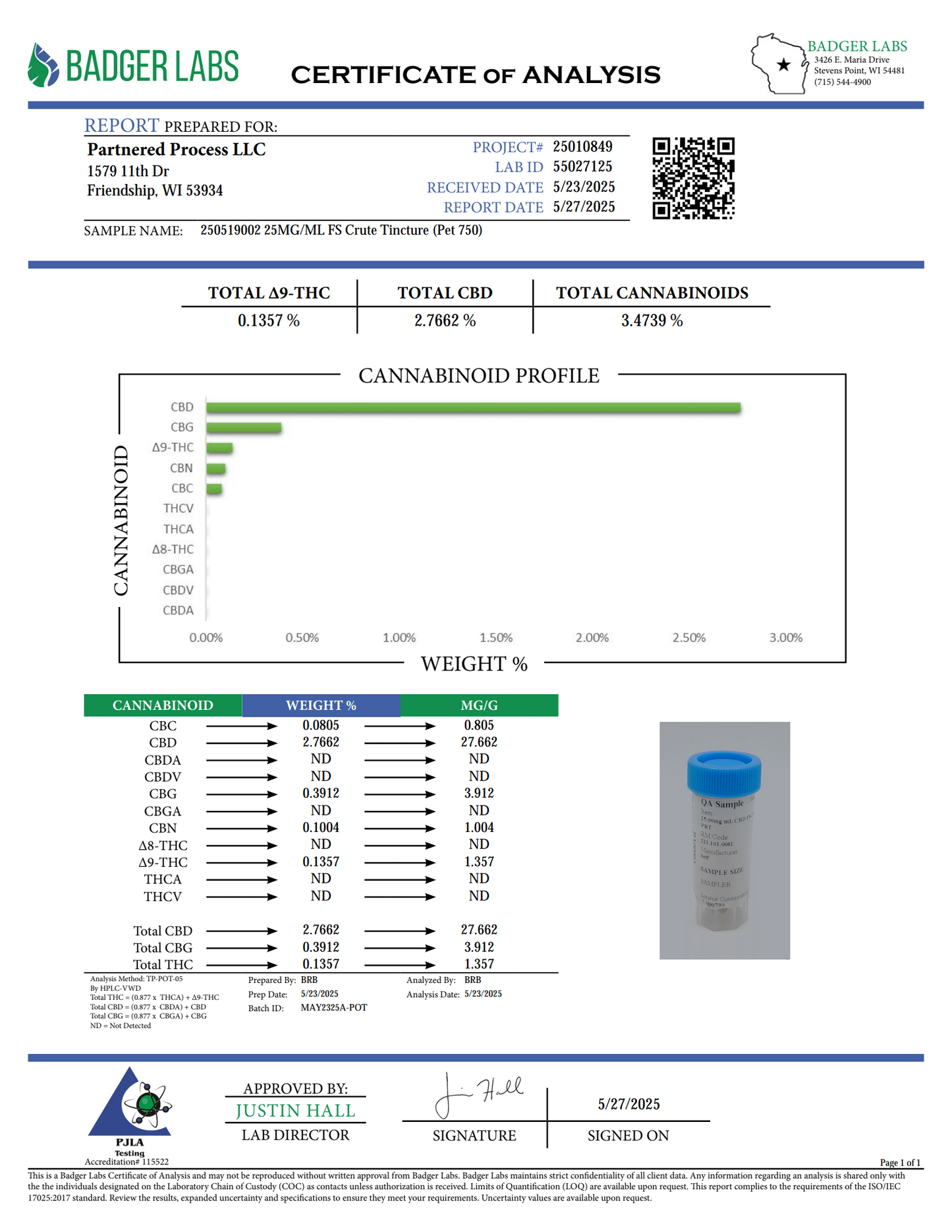 Partnered Pet Full Spectrum CBD Tincture 750mg 1fl oz Pet Safe Wellness Oil