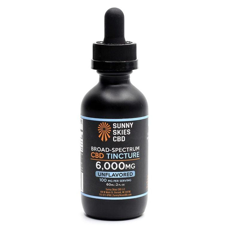 Sunny Skies Broad Spectrum 6000mg CBD Tincture Unflavored 60ml