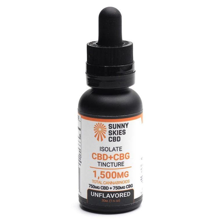 Sunny Skies CBD+CBG Isolate 1500mg Tincture Unflavored