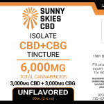 Sunny Skies CBD+CBG Isolate 6000mg Tincture Unflavored 60ml