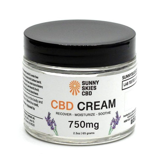 Sunny Skies CBD Cream 750mg Recover Moisturize Soothe 2.3oz