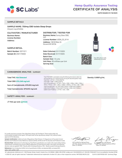 Sunny Skies 750mg CBD Isolate Sleep Drops