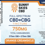 Sunny Skies Full Spectrum CBD + CBG 750mg Tincture Orange Creamsicle